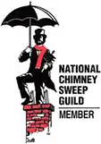 Silhouette of chimney sweep on chimney