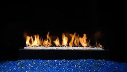 Decorative fire on blue crystals