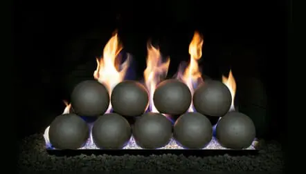 Decorative fireballs in a fireplace