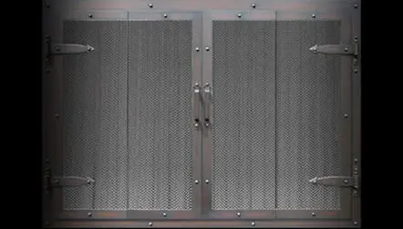 Industrial-style steel doors with hinges